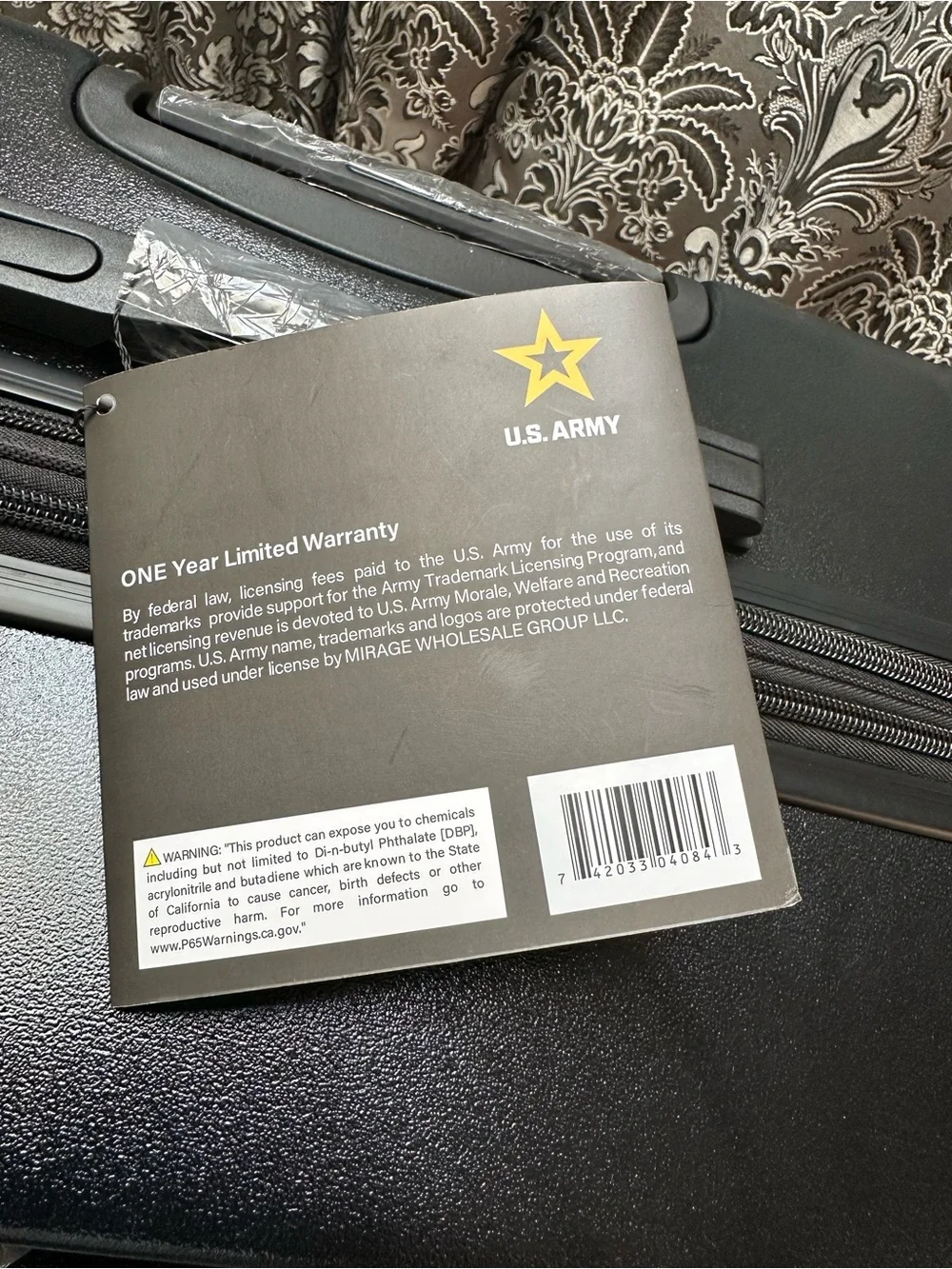 U.S. Army Black Hard Shell Carry-On Luggage  24”